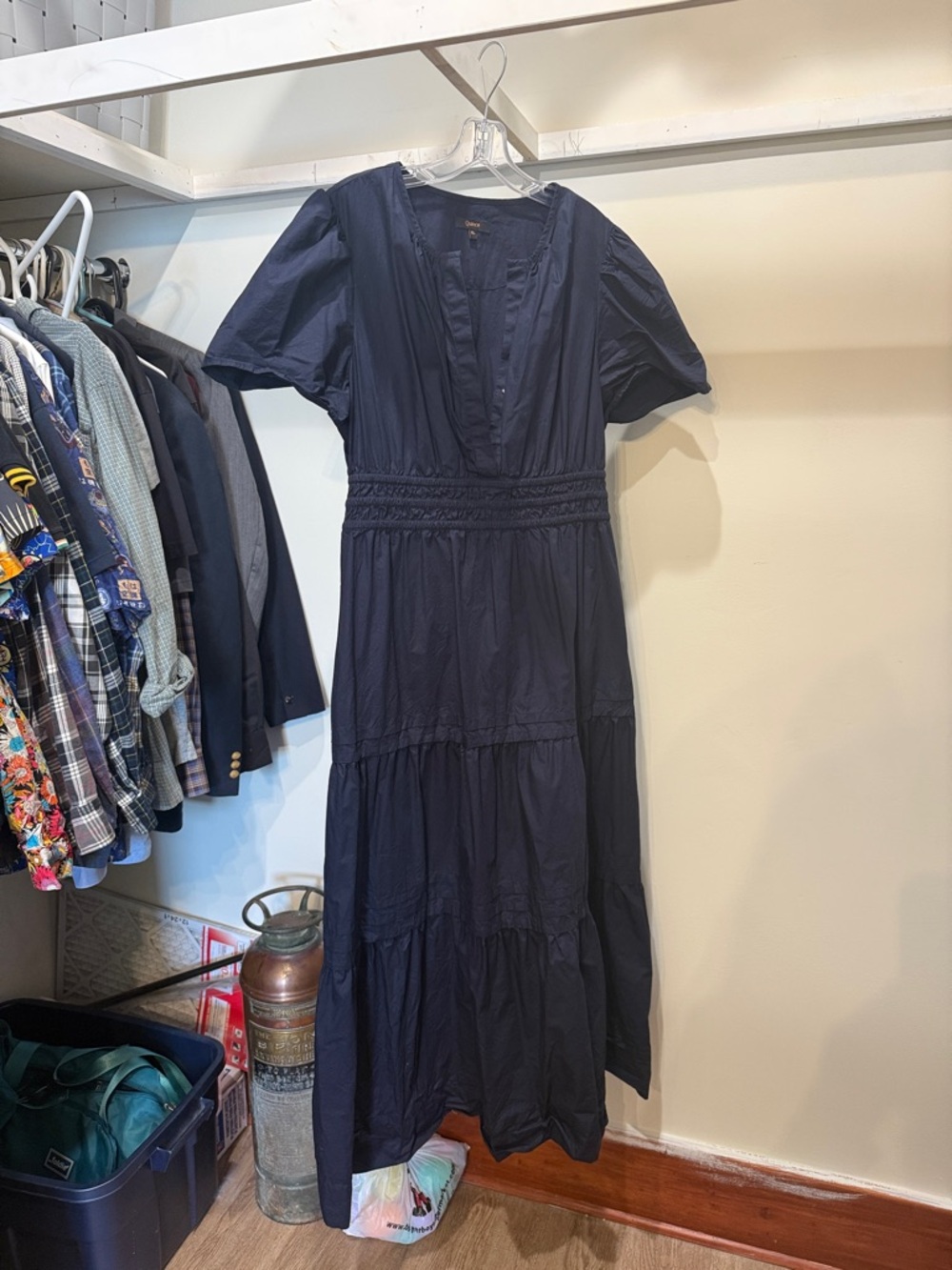 Navy Tiered Short-Sleeve Maxi Dress - Classic Women's Style